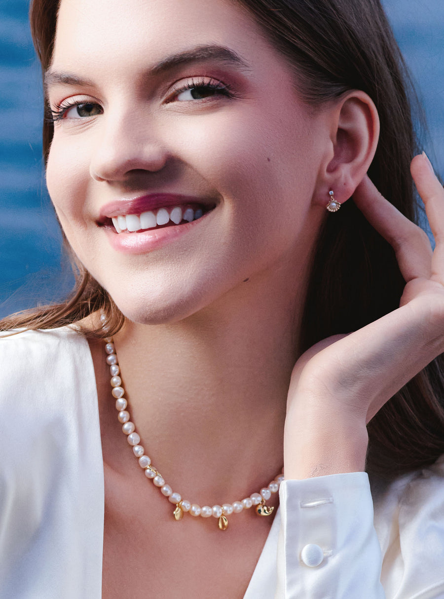 CORALIA PEARL DROP EARRINGS